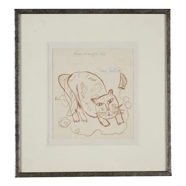 Franco Gentilini, Cat, Pencil Drawing
