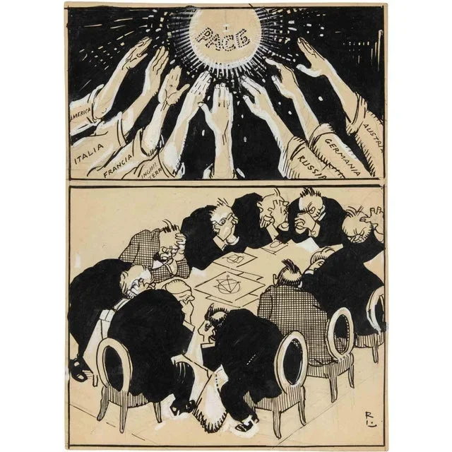 Gabriele Galantara, Peace, Mixed Media on Paper, Early 20th Century