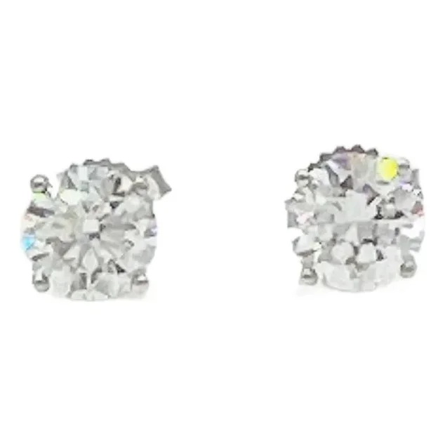 Gia Round Diamond Martini Stud Earrings in 18k White Gold – Set of 2