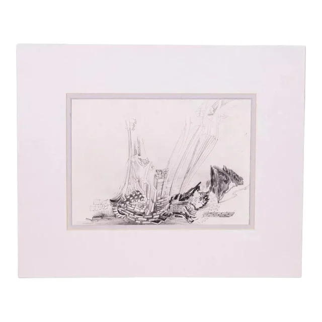 Glen Michaels Modern Contemporary Graphite Drawing Unsigned 13.5h x 16.5w 2000s