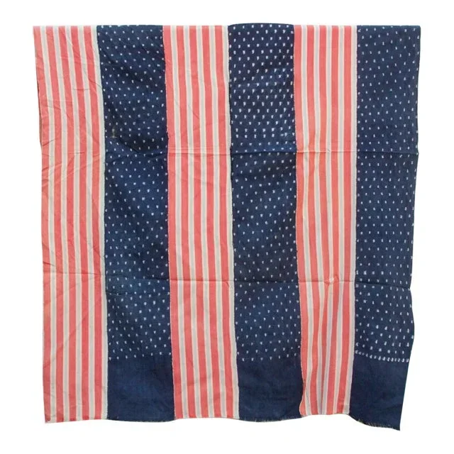 Indigo & Red Striped Mud Cloth