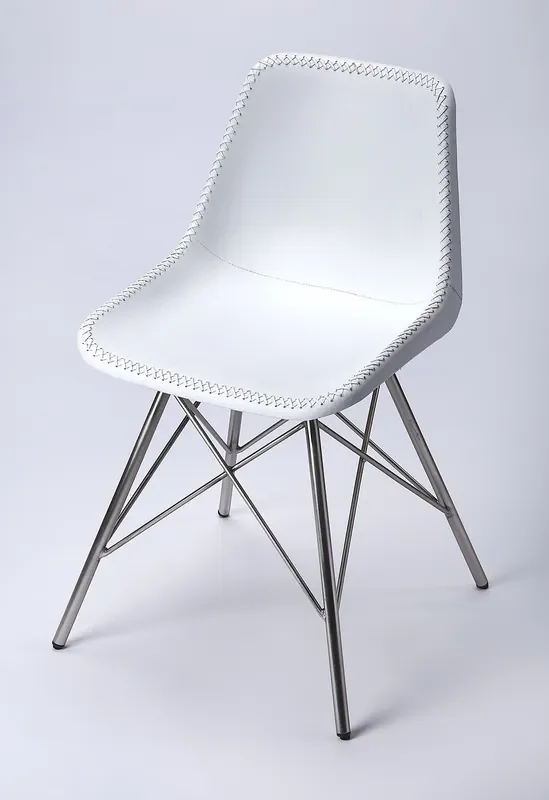 Inland White Leather Side Chair
