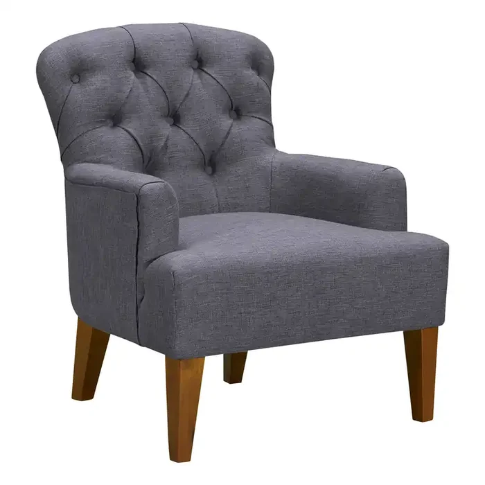 Jewel Mid-century Accent Chair In Champagne Wood Finish And Dark Grey Fabric