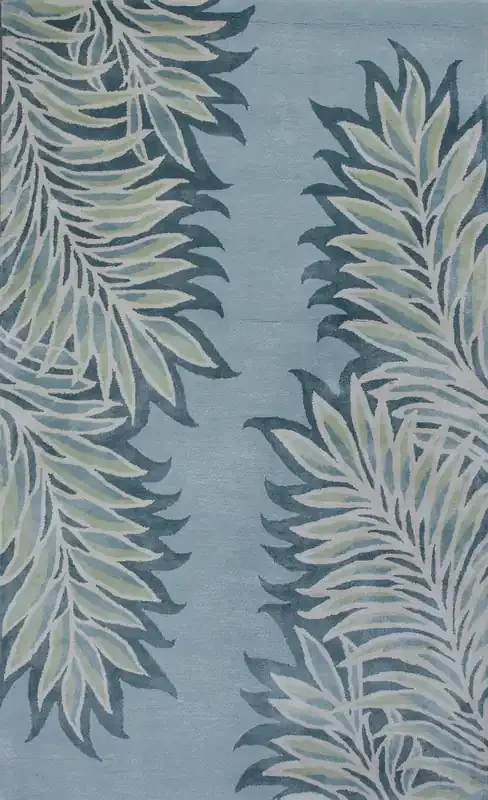 KAS Rugs Bob Mackie Home 1002 Ice Blue Folia Hand-tufted Area Rugs