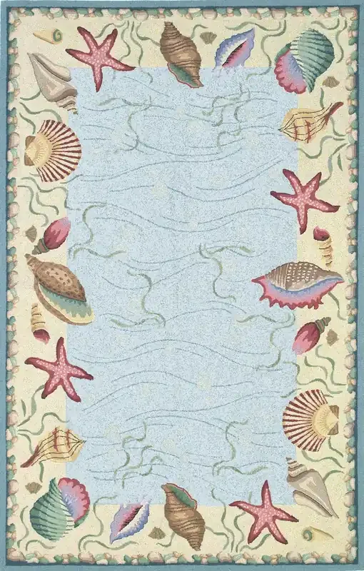 KAS Rugs Colonial 1804 Blue/ivory Ocean Surprise Hand-hooked Area Rugs
