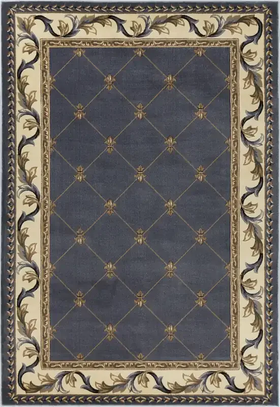 KAS Rugs Corinthian 5320 Blue Fleur-de-lis Machine-made Area Rugs
