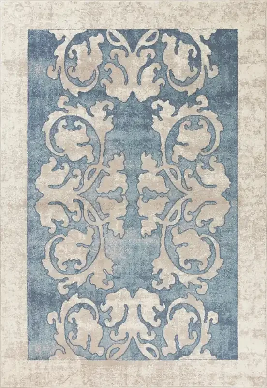 KAS Rugs Libby Langdon Winston 5822 Teal Watercolor Batik Machine-woven Area Rugs