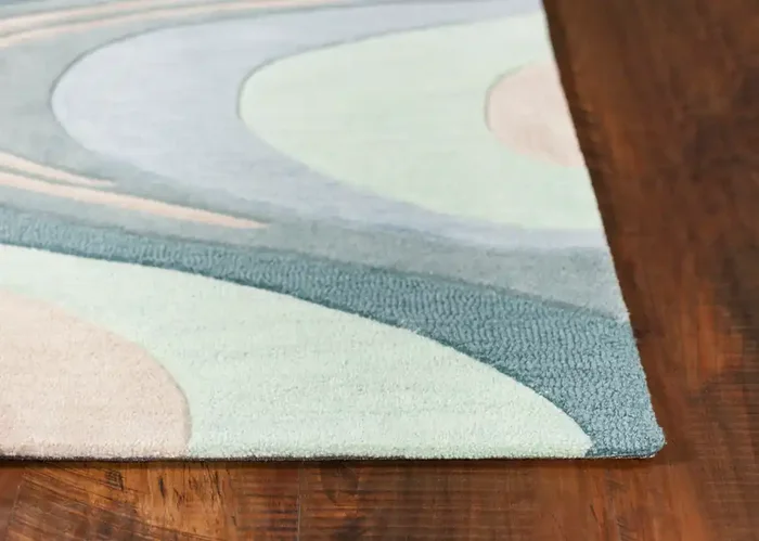 KAS Rugs Milan 2125 Beige/seafoam Waves Hand-tufted Area Rugs