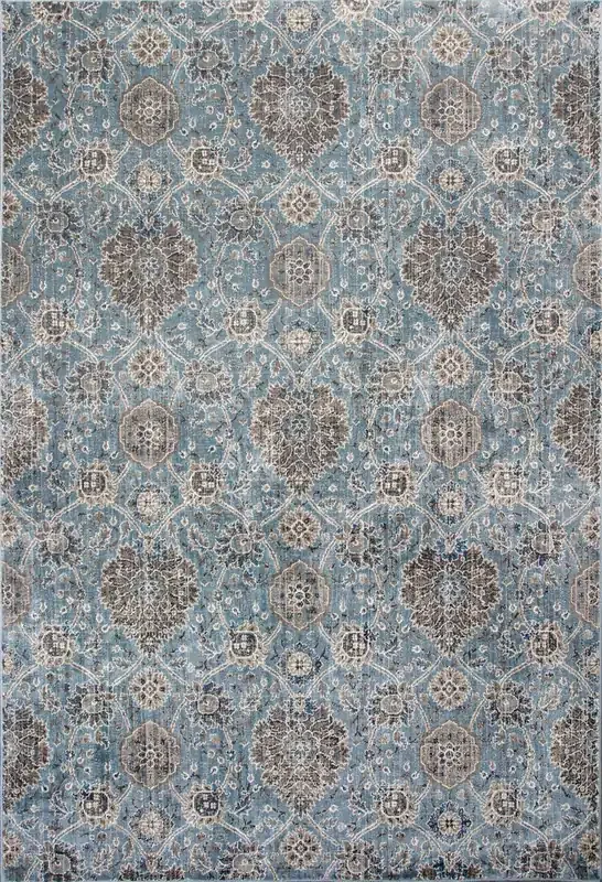 KAS Rugs Provence 8607 Slate Blue Allover Kashan Machine-made Area Rugs