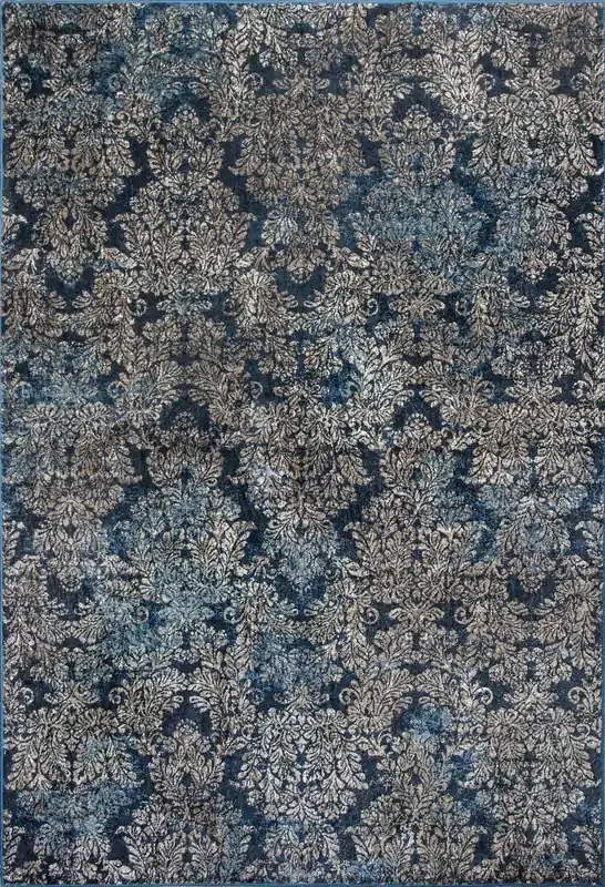 KAS Rugs Provence 8611 Slate Blue Damask Machine-made Area Rugs