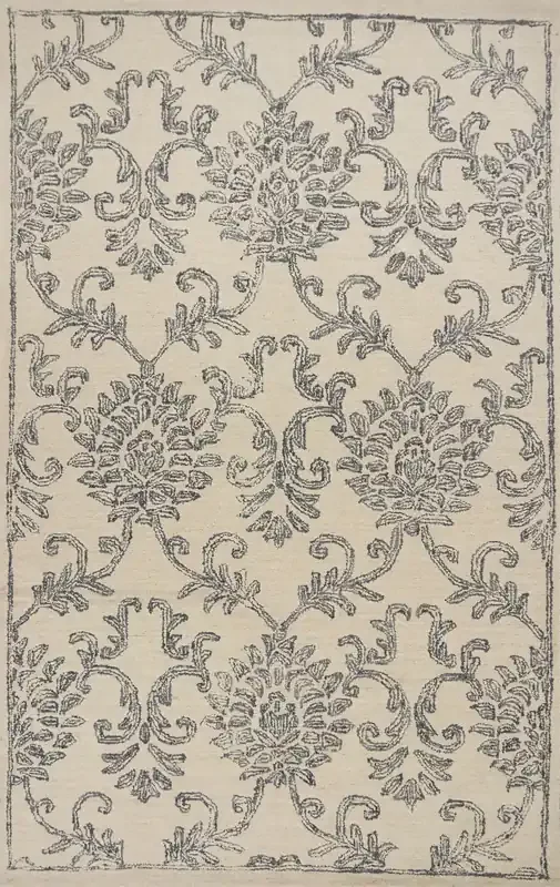 KAS Rugs Sasha 6623 Ivory/grey Damascus Hand-tufted Area Rugs