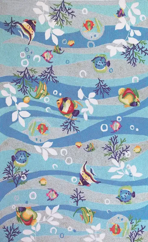 KAS Rugs Sonesta 2011 Blue Tropical Fish Hand-hooked Area Rugs