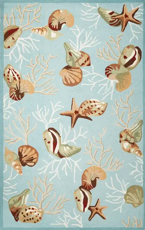 KAS Rugs Sonesta 2021 Blue Coral Reef Hand-hooked Area Rugs