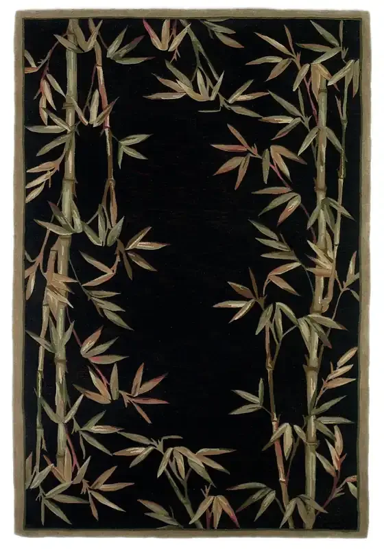 KAS Rugs Sparta 3147 Black Bamboo Border Hand-tufted Area Rugs