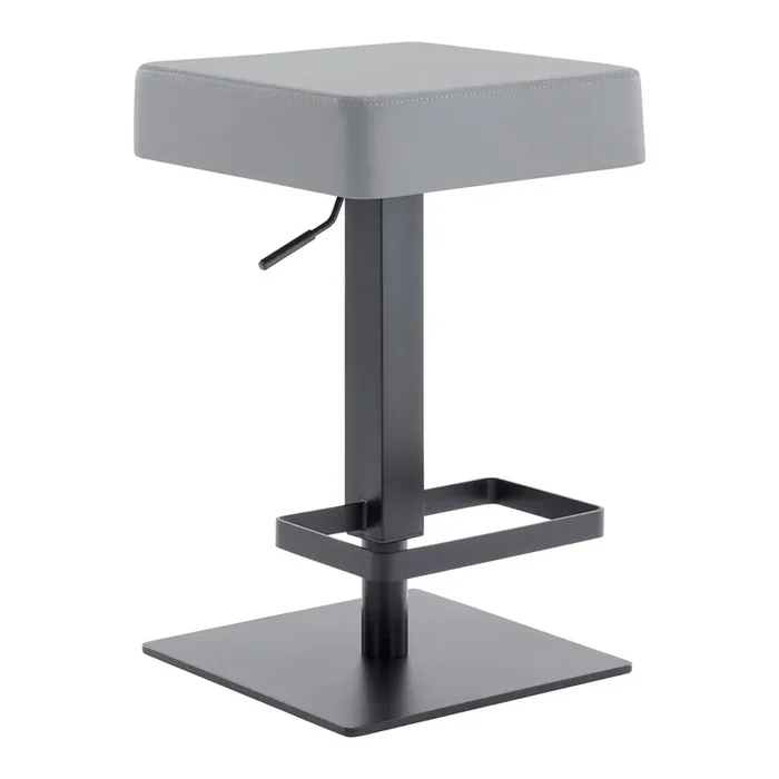 Kaylee Contemporary Swivel Barstool In Matte Black Finish And Grey Faux Leather