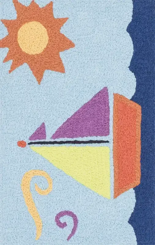 Loloi Angelou Han01 Lt. Blue / Orange Hooked Area Rugs