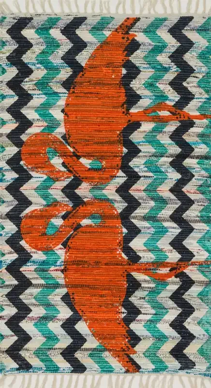 Loloi Aria Hand Woven Har20 Aqua / Orange 2‘-3″ X 3‘-9″ Rectangle
