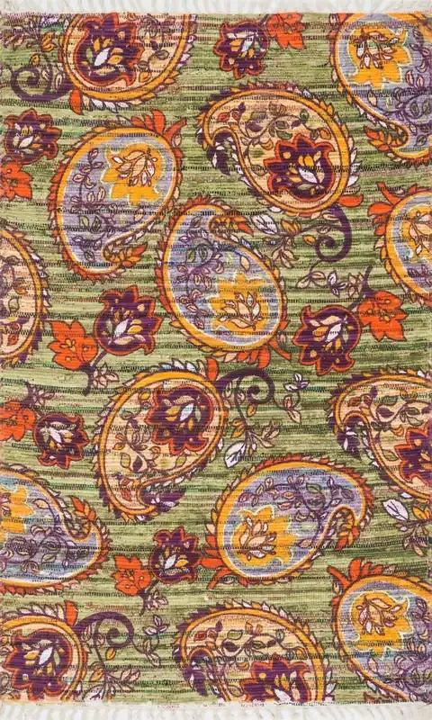Loloi Aria Har10 Green / Orange Hand Woven Area Rugs