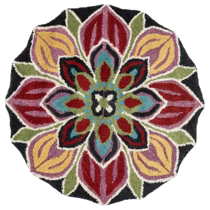 Loloi Azalea Hand Woven Az-03 Black / Multi 3‘-0″ X 3‘-0″ Round