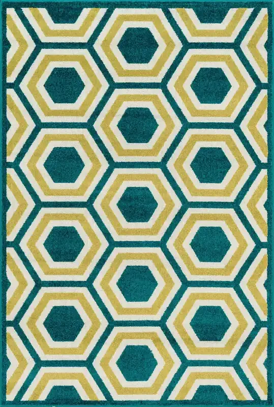Loloi Catalina Hcf01 Peacock / Citron Power Loomed Area Rugs