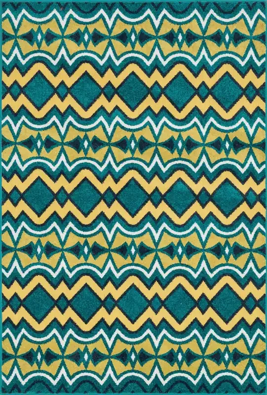 Loloi Catalina Hcf10 Peacock / Citron Power Loomed Area Rugs