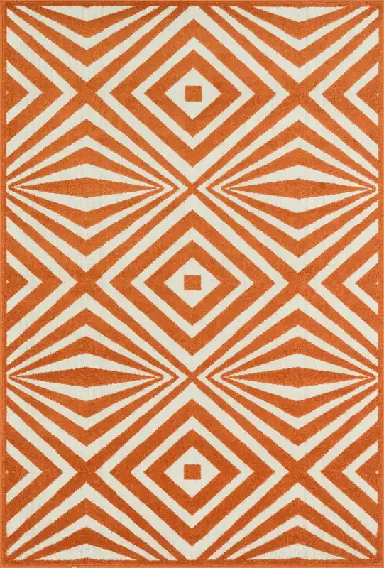 Loloi Catalina Power Loomed Hcf04 Orange / Ivory 3‘-11″ X 5‘-10″ Rectangle