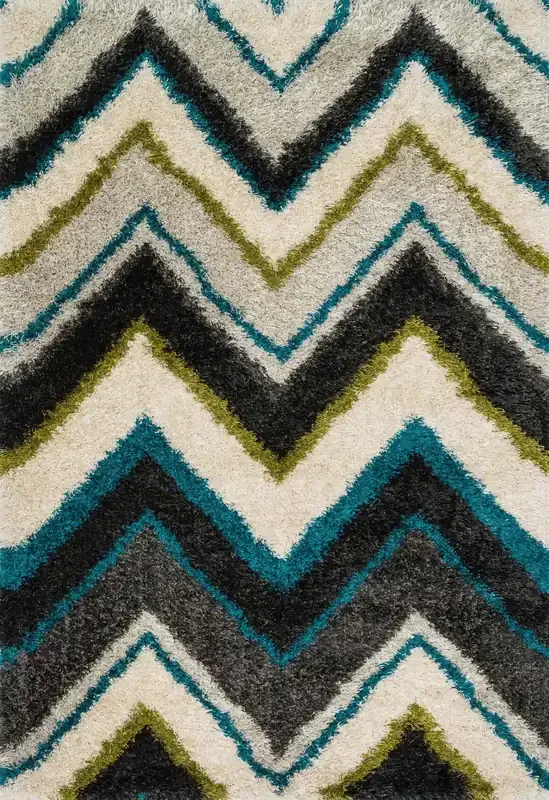 Loloi II Barcelona Shag Power Loomed Bs-11 Ivory / Multi 3‘-9″ X 5‘-6″ Rectangle