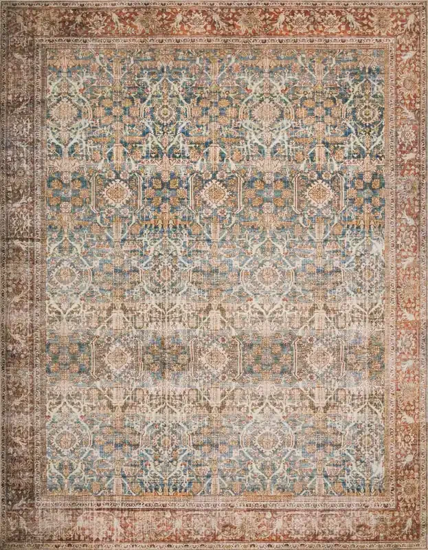 Loloi II Layla Lay-04 Ocean / Rust Power Loomed Area Rugs