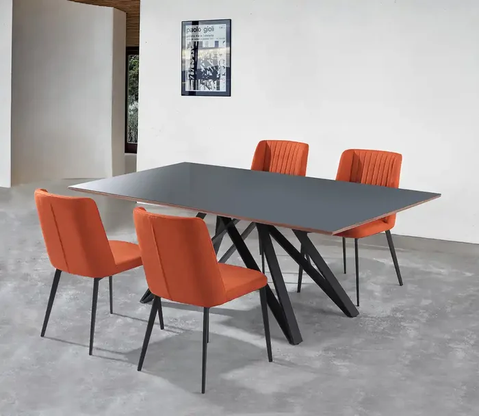 Maine Contemporary Grey Glass 5 Piece Metal Dining Set