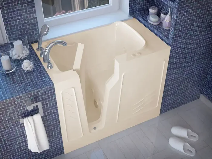 MediTub Walk-In 26 x 46 Left Drain Biscuit Whirlpool Jetted Walk-In Bathtub – 2646LBH