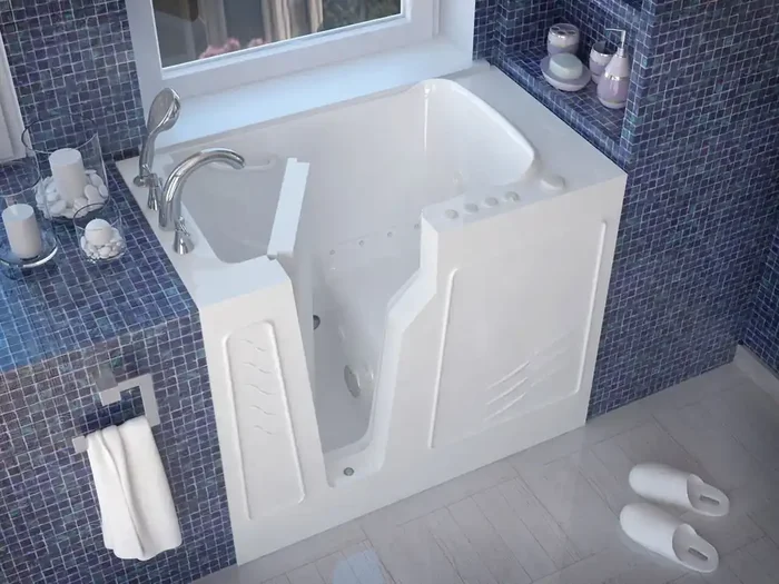 MediTub Walk-In 26 x 46 Left Drain White Whirlpool & Air Jetted Walk-In Bathtub – 2646LWD