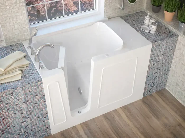 MediTub Walk-In 26 x 53 Left Drain White Air Jetted Walk-In Bathtub – 2653LWA