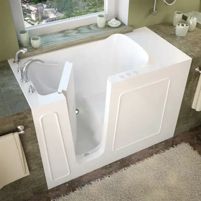MediTub Walk-In 26 x 53 Left Drain White Soaking Walk-In Bathtub – 2653LWS