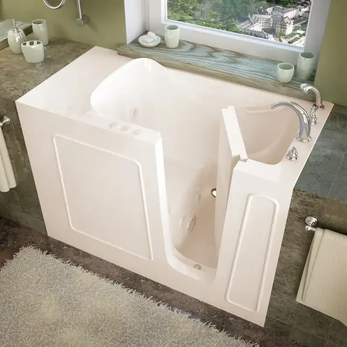MediTub Walk-In 26 x 53 Right Drain Biscuit Whirlpool Jetted Walk-In Bathtub – 2653RBH