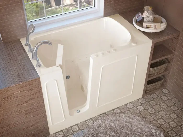 MediTub Walk-In 30 x 53 Left Drain Biscuit Whirlpool & Air Jetted Walk-In Bathtub – 3053LBD