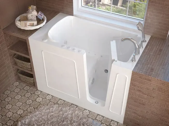 MediTub Walk-In 30 x 53 Right Drain White Whirlpool & Air Jetted Walk-In Bathtub – 3053RWD