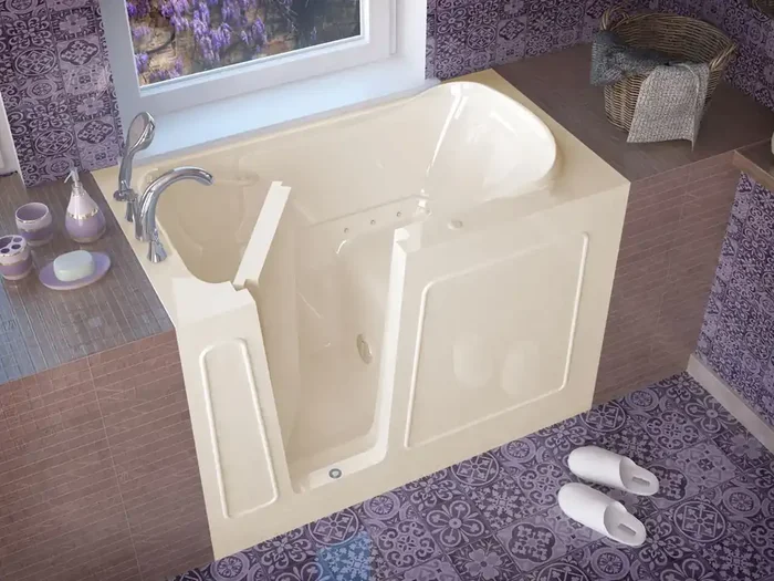 MediTub Walk-In 30 x 54 Left Drain Biscuit Air Jetted Walk-In Bathtub – 3054LBA