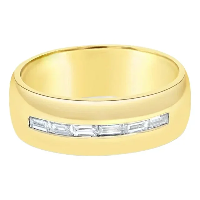 Mens Baguette Diamond Wedding Band .50cttw 14k Yellow Gold, Size 10