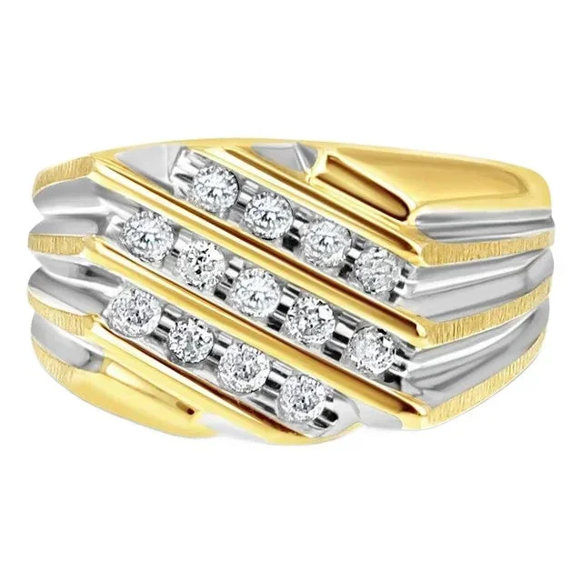 Mens Diamond Wedding Band .50cttw 10k Two Toned Gold, Size 12