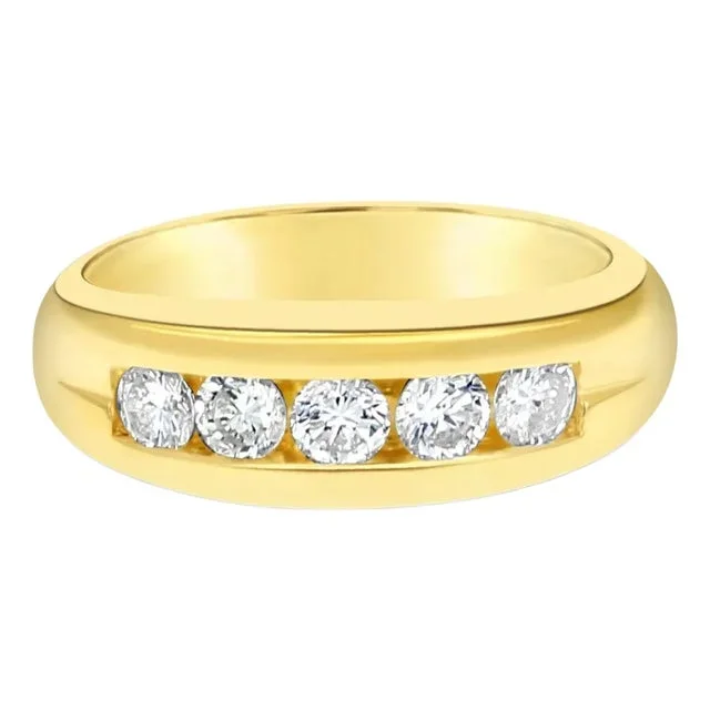 Mens Diamond Wedding Band .82cttw 14k Yellow Gold, Size 7