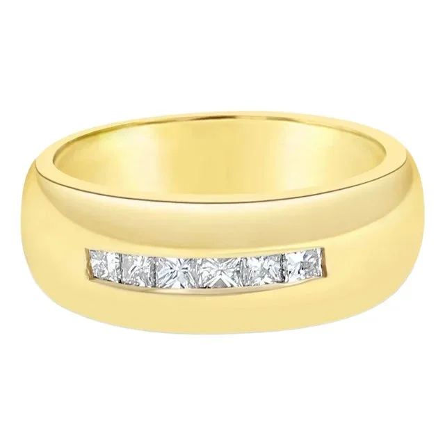 Mens Princess Cut Diamond Wedding Band .50cttw 14k Yellow Gold, Size 10
