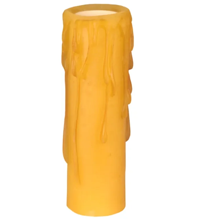 Meyda 1.25″w X 4″h Poly Resin Honey Amber Flat Top Candle Cover – 118642