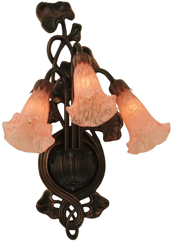 Meyda 10.5″w Pink Pond Lily 3 Lt Wall Sconce – 11246