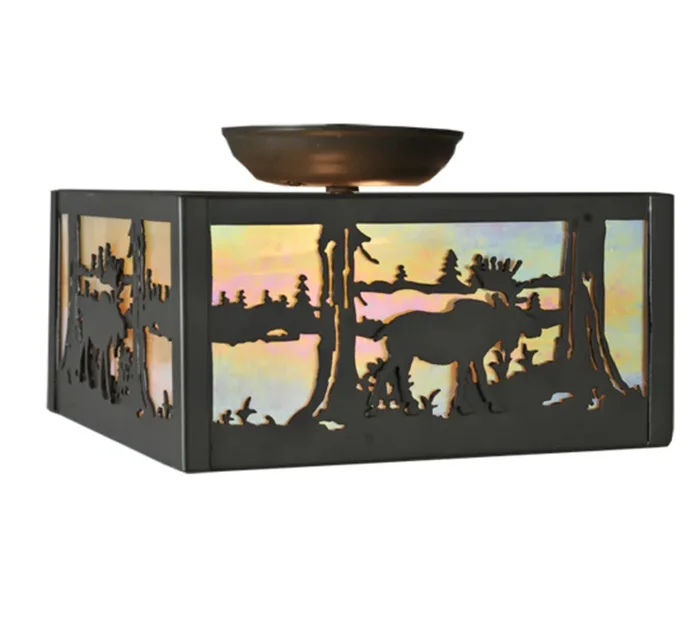 Meyda 10″sq Moose At Lake Flushmount – 68282