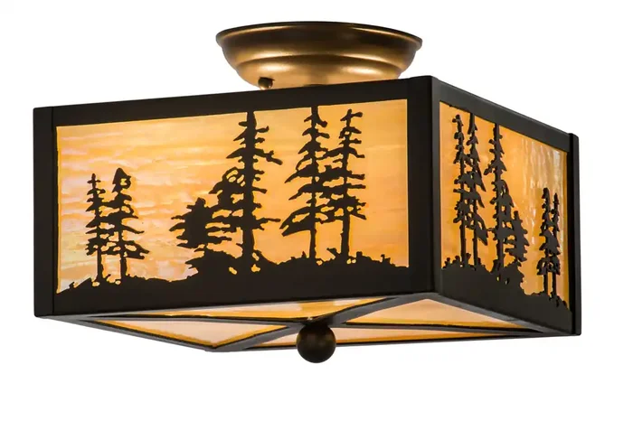 Meyda 10″sq Tall Pines Flushmount – 167261
