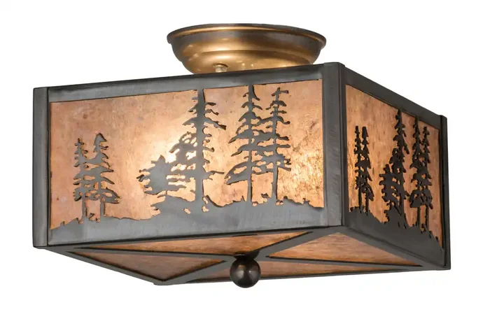 Meyda 10″sq Tall Pines Flushmount – 171626