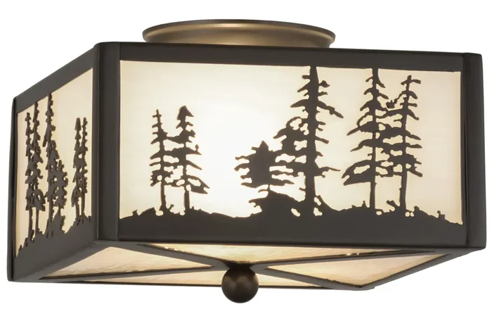Meyda 10″sq Tall Pines Flushmount – 67341
