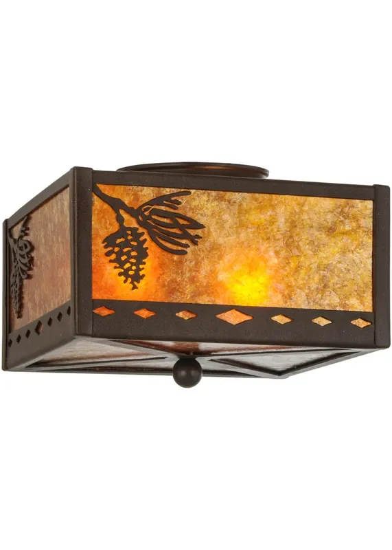 Meyda 10″ Square Balsam Pine Flushmount – 23986