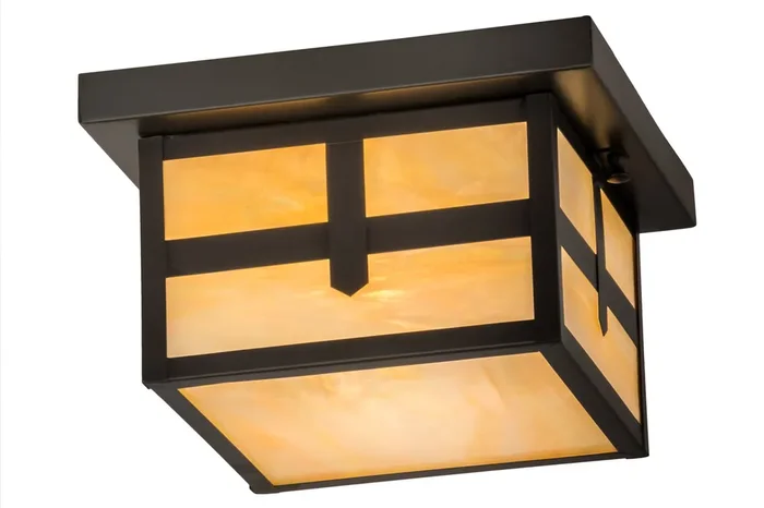 Meyda 10″square Craftsman Brown Hyde Park Cross Mission Flush Mount – 52713