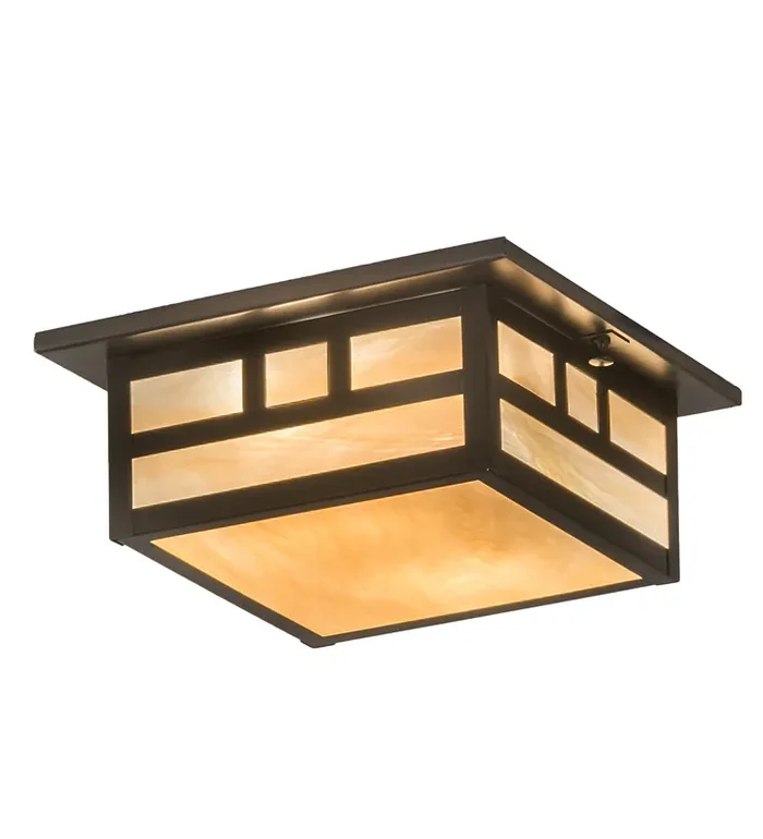 Meyda 10″ Square Hyde Park Double Bar Mission Flushmount – 196657